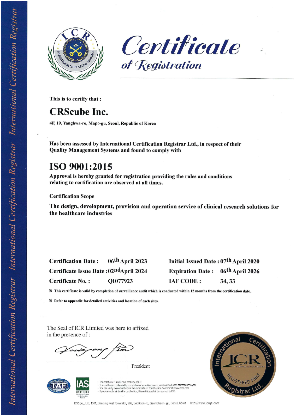 ISO 9001-2015 Certificate of Registration